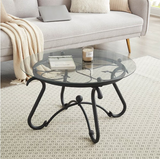 2-piece Coffee Table Set With Tempered Glass Surface - DropOnline.co