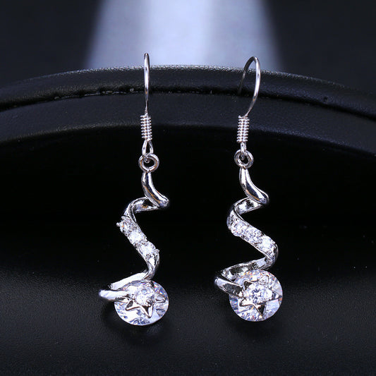 Purple Zircon Spiral Ear Hook Earrings - DropOnline.co