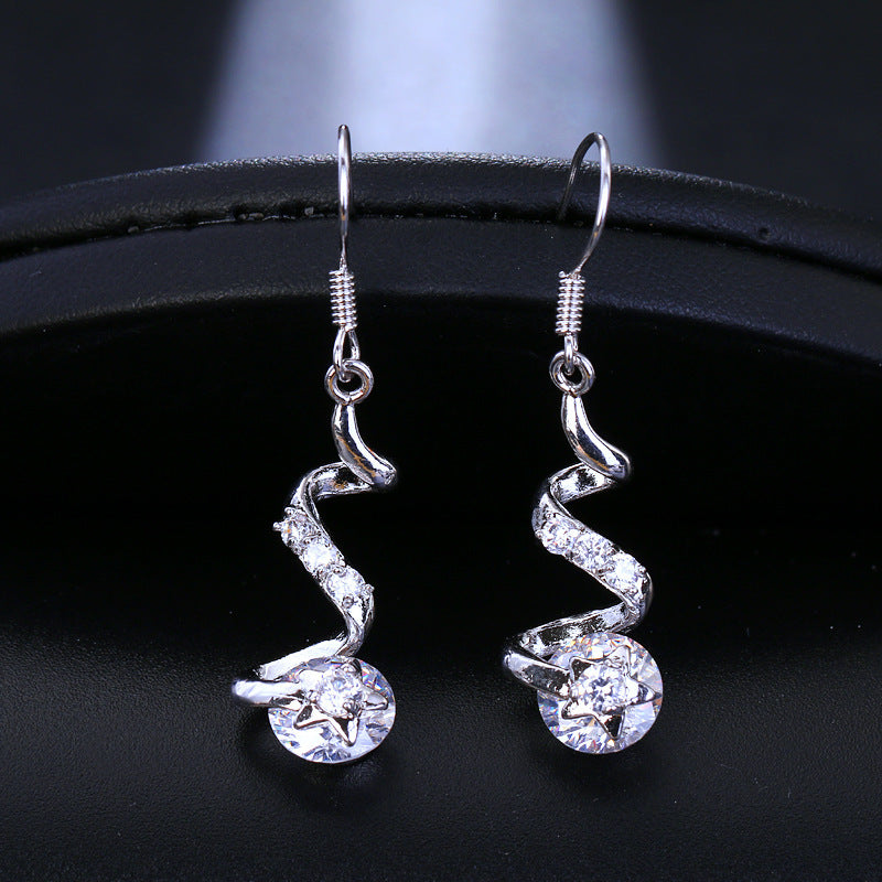 Purple Zircon Spiral Ear Hook Earrings - DropOnline.co