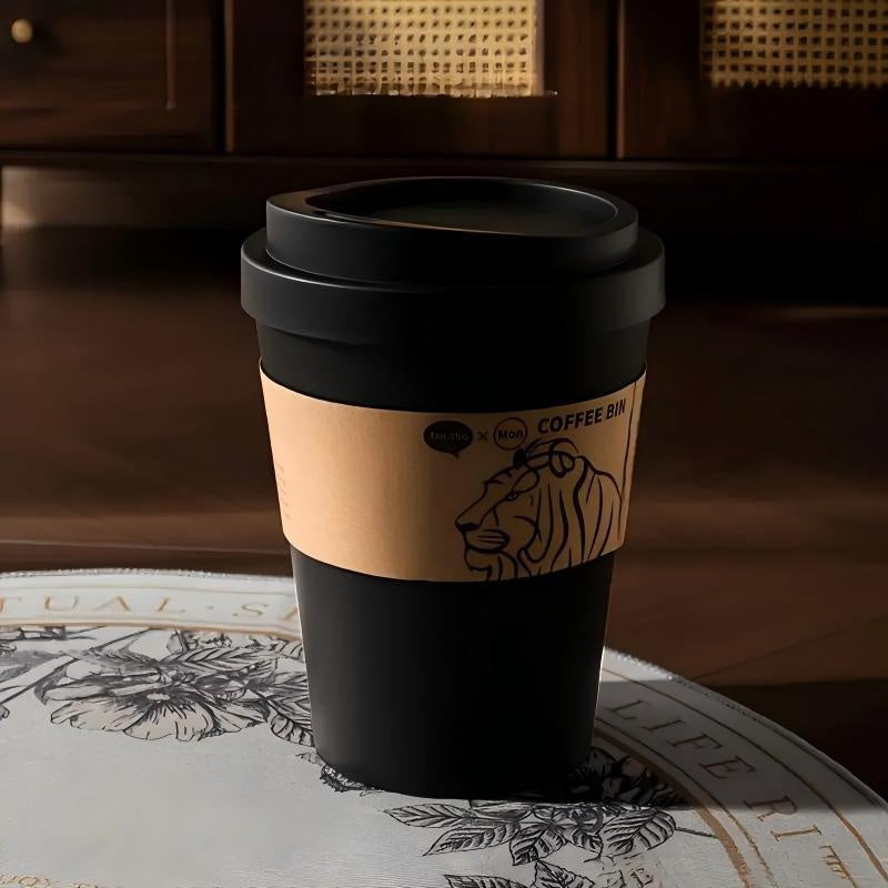 2025 New Elegant Lion Theme Coffee Cup Trash Can Deodorizing Push-On Lid Black And White Odor Resistance High Aesthetic Large Capacity - DropOnline.co