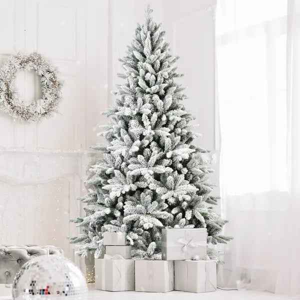 7FT Unlit Artificial Christmas Tree - 1514 Premium PVC Branches Hinged by LiMei - DropOnline.co