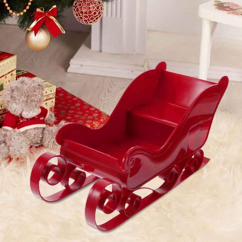 Red Santa Sleigh Christmas Fireplace Decoration - Collectible Holiday Centerpiece - DropOnline.co