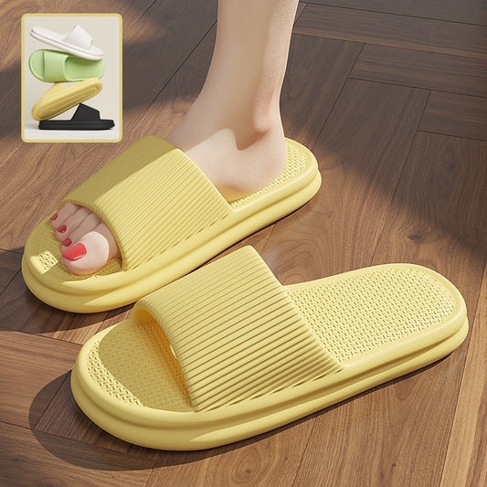 Striped Design Home Slippers For Women Men Soft Anti-slip Floor Bathroom Slippers Solid House Shoes - DropOnline.co