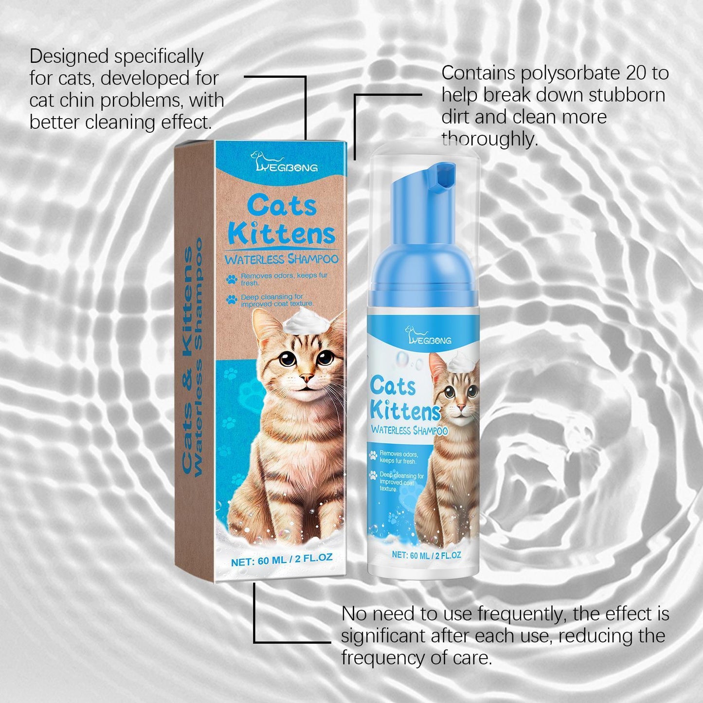 Yegebang Cat Cleaning Mousse Mild Non-irritating Pet Cleaning Foam - DropOnline.co