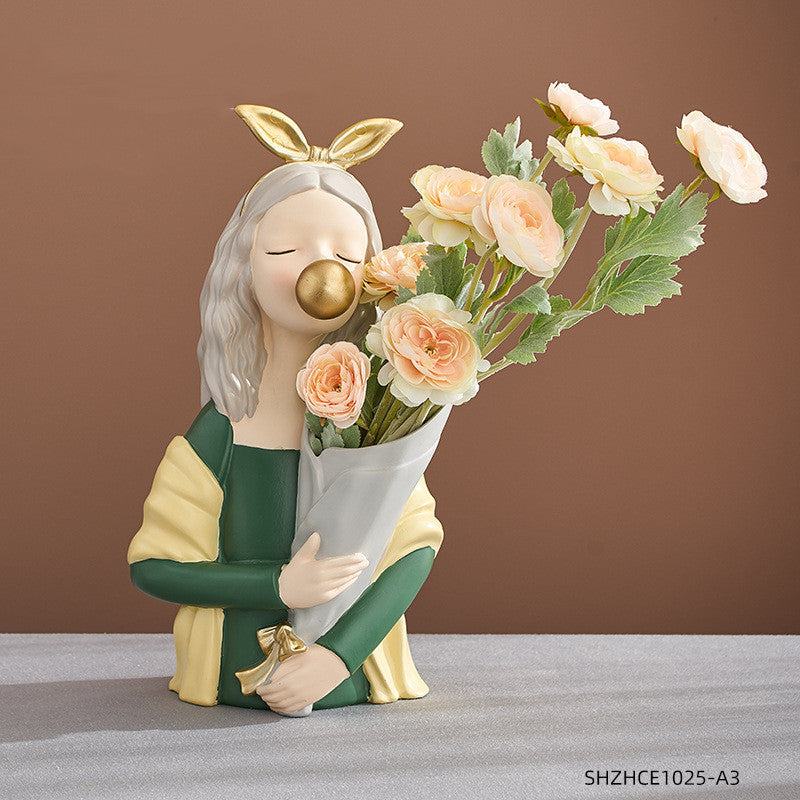 Home Decor Girl Figurine Resin Sculpture Abstract Art Room Decor Nordic Decoration Home Living Room Decoration Accessories Gifts - DropOnline.co