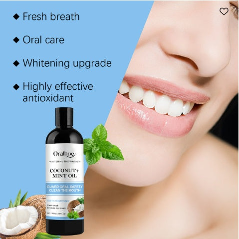Oralhoe Coconut Mint Oil, Coconut Mint Mouthwash  Breath Care Gum Stain Removal Mouthwash - DropOnline.co