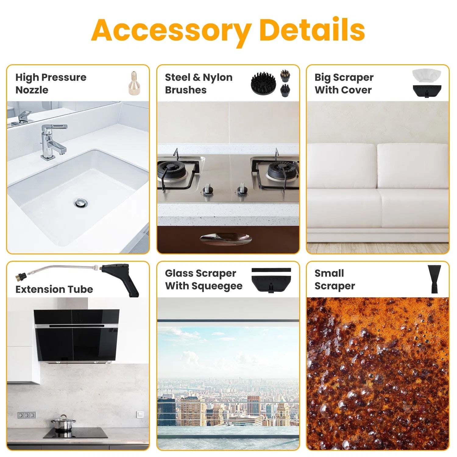 1500W Handheld High Temperature And Pressure Steamer Cleaner With 1200ML Tank 8 Accessories 6 Steam Levels Digital Display Handle Control For Dirt Grease Grout Tile Floor Couch Car - DropOnline.co