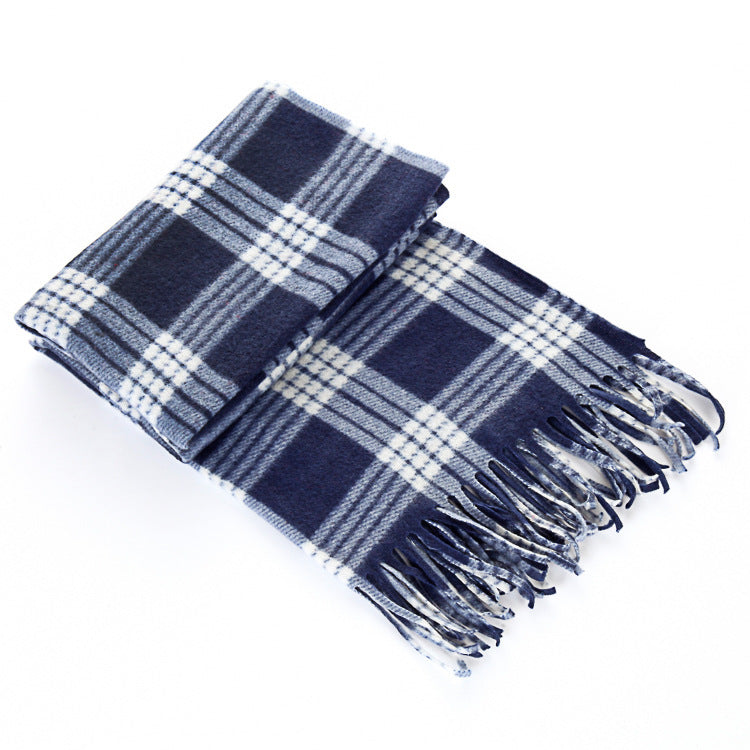 Unisex Black & White Plaid Thermal Scarf - Plus Size Winter Wrap - DropOnline.co