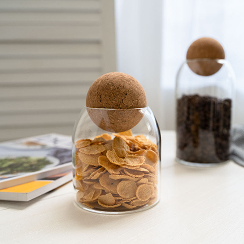 1 Set Storage Ball Glass Tea Jar,Cork Jar,Sealed Candy Jar,Dry Food Storage Jar - DropOnline.co