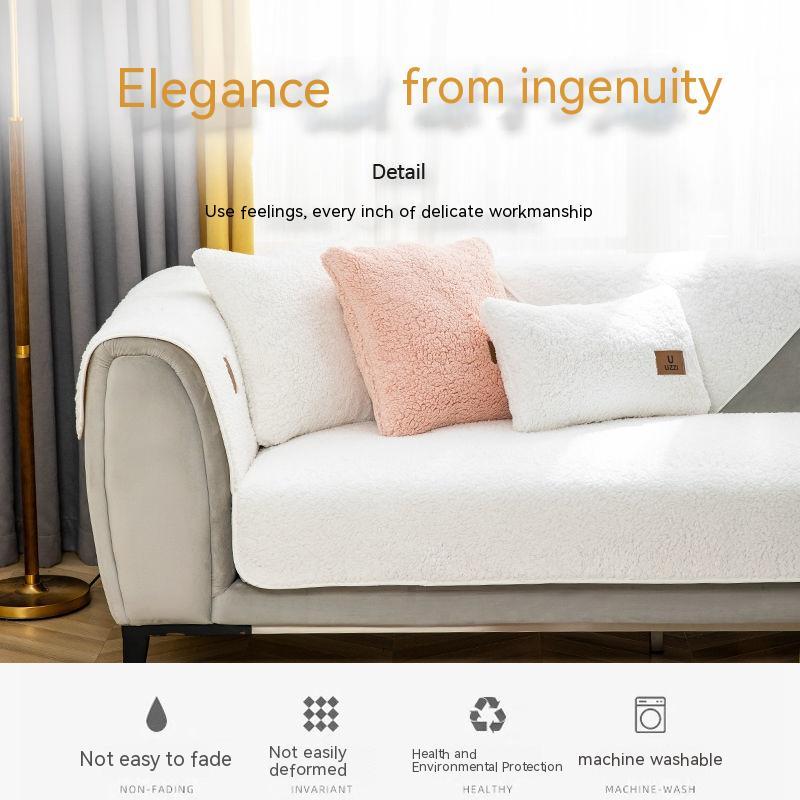 Sofa Cushion Thickness Winter Lambskin Thickened Fleece Cushion - DropOnline.co