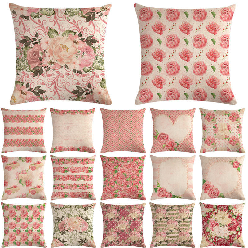 Floral Cushion Cover Cotton Linen Pillowcase - DropOnline.co