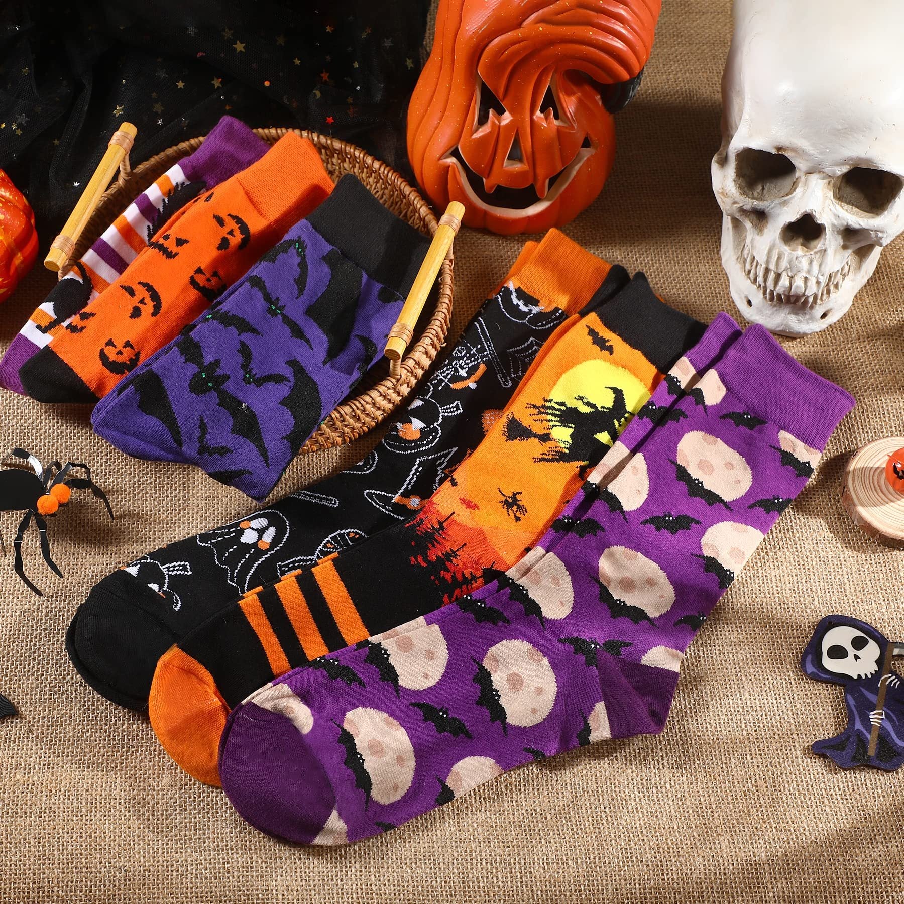 6-Pair Holiday Socks Set - Halloween & Christmas Novelty Cotton Socks - DropOnline.co
