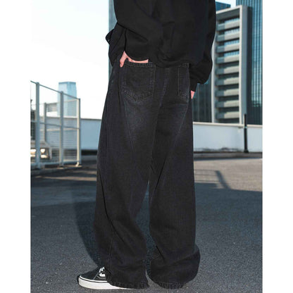 Vintage Washed Distressed Straight Loose Jeans