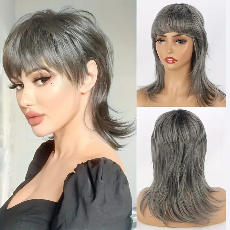 14-Inch Mullet Wig With A Fluffy Layered Pixie Cut Made From Synthetic Short Straight Hair, Crafted From High-Temperature Chemical Fiber, Perfect For Everyday Wear, Parties, And Various Festivals. - DropOnline.co