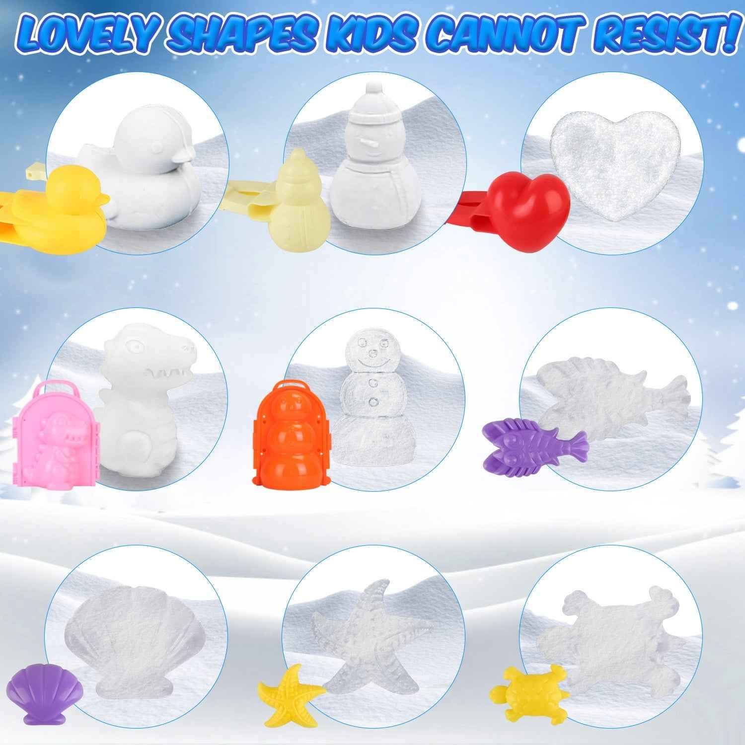Set of 15Pcs Winter Snowball Tool Kit - Kids Snow Molds Outdoor Beach Toys - DropOnline.co