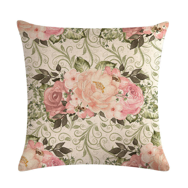 Floral Cushion Cover Cotton Linen Pillowcase - DropOnline.co
