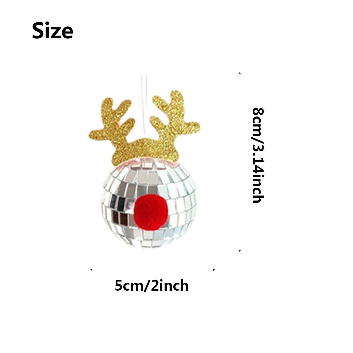5 Pcs Christmas Silver Disco Mirror Ball - Reflective Elk Horns Xmas Ornaments (8x5x5cm) - DropOnline.co