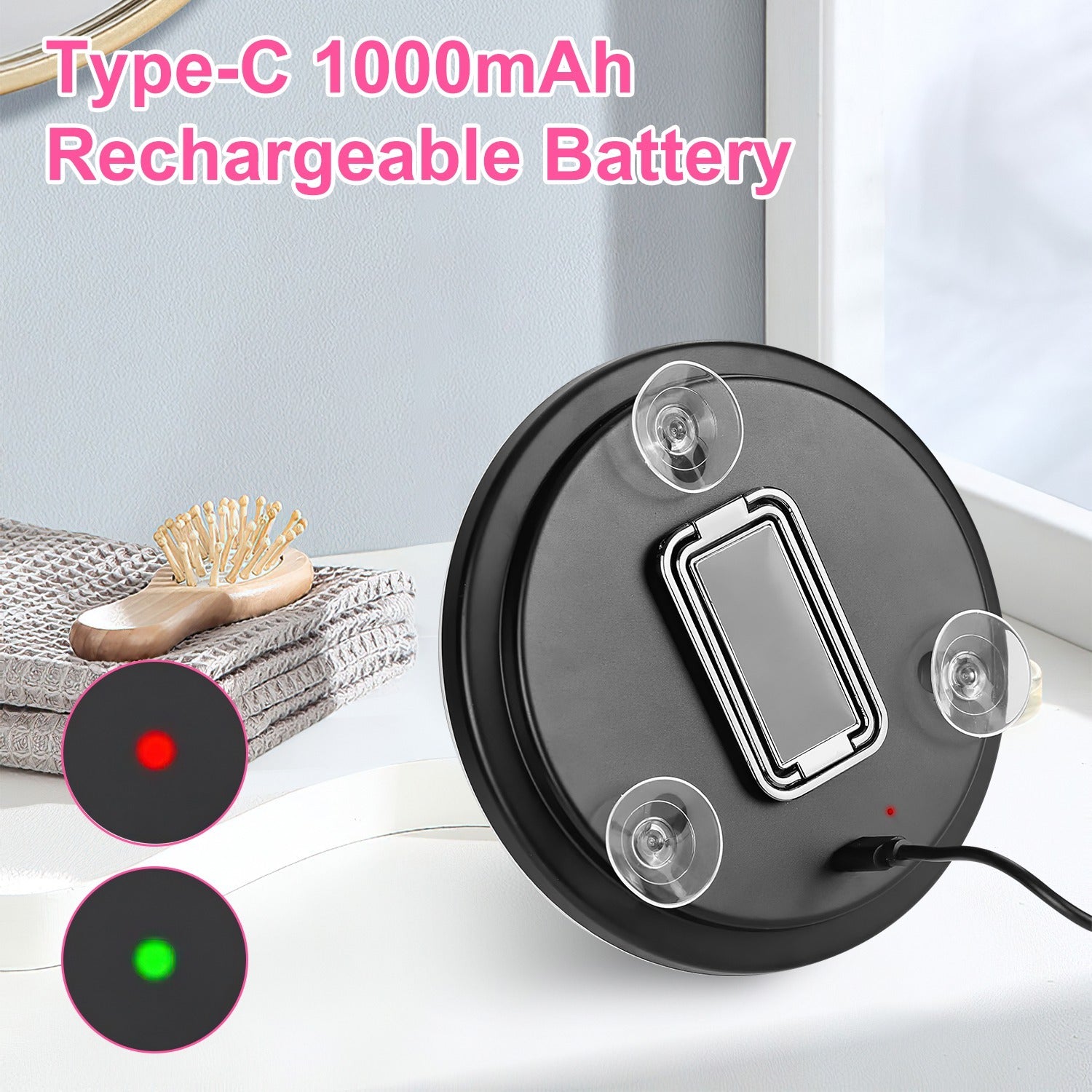 White-Black Options -- 1Pc 30X Magnifying Mirror With Light 3 Colors Dimmable Brightness Included Tweezer Scissor Travel Magnifying Makeup Mirror With Suction Cup 360 Degree Adjustable Stand - DropOnline.co