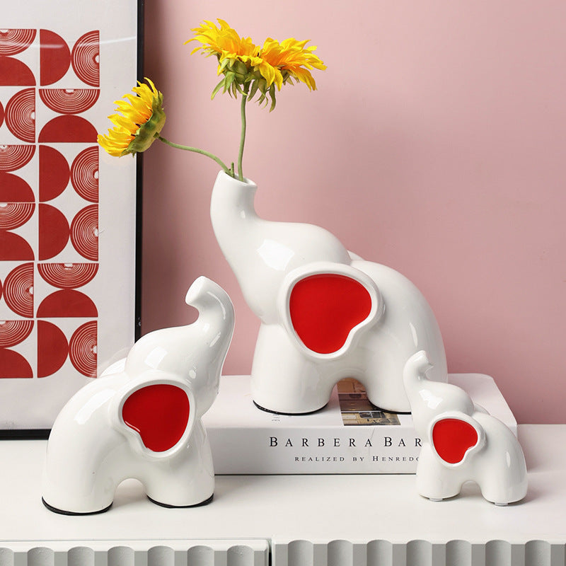 Nordic Home Decor Accessories Ceramic Elephant Vase Bedroom Desktop - DropOnline.co
