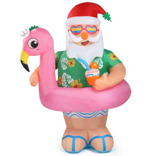 5.9ft Hawaiian Elderly Inflatable Christmas Decoration - 6 LED Lights - DropOnline.co