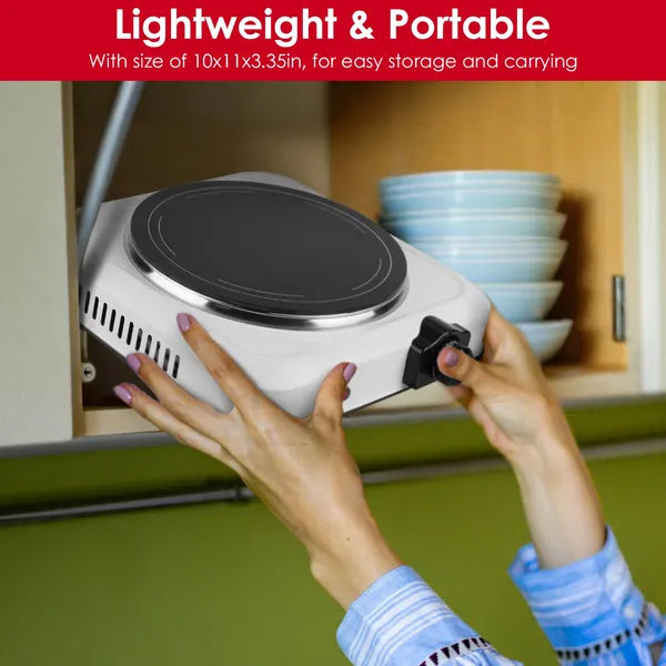 1200W Electric Infrared Single Burner Portable Heating Hot Plate Stove Countertop RV Hotplate With 7.5' Glass Cooktop Stepless Temperature Adjustments For Home RV Camp - DropOnline.co