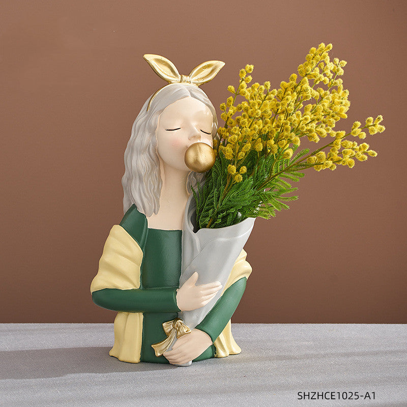 Home Decor Girl Figurine Resin Sculpture Abstract Art Room Decor Nordic Decoration Home Living Room Decoration Accessories Gifts - DropOnline.co