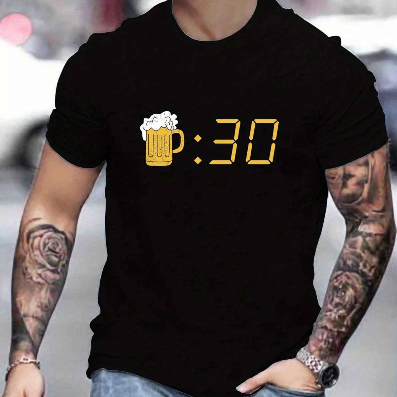 Men's Beer Pattern Printed T-Shirt - Comfortable Chic Summer Outdoor Tee Gift