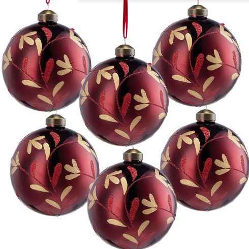 D3.9 Christmas Ball Ornaments - Glass Decorative Hanging Balls Set of 6 - DropOnline.co