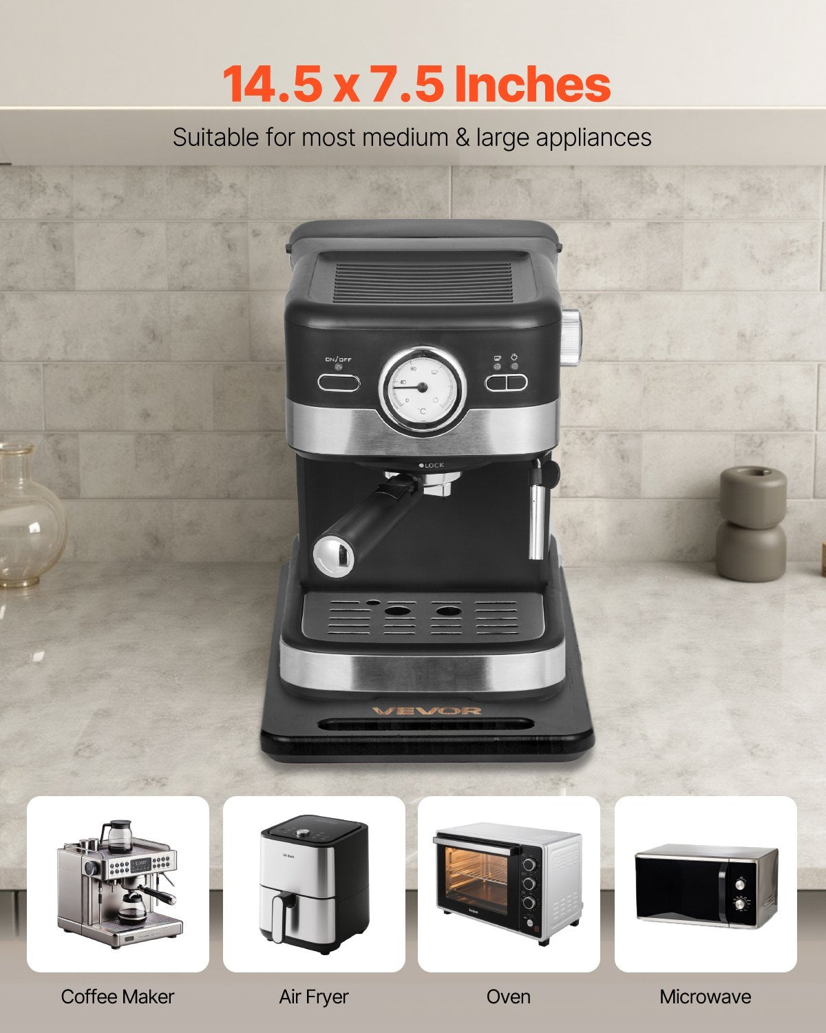 Appliance Slider 14.5 X 7.5 In Sliding Tray For Coffee Maker Black - DropOnline.co