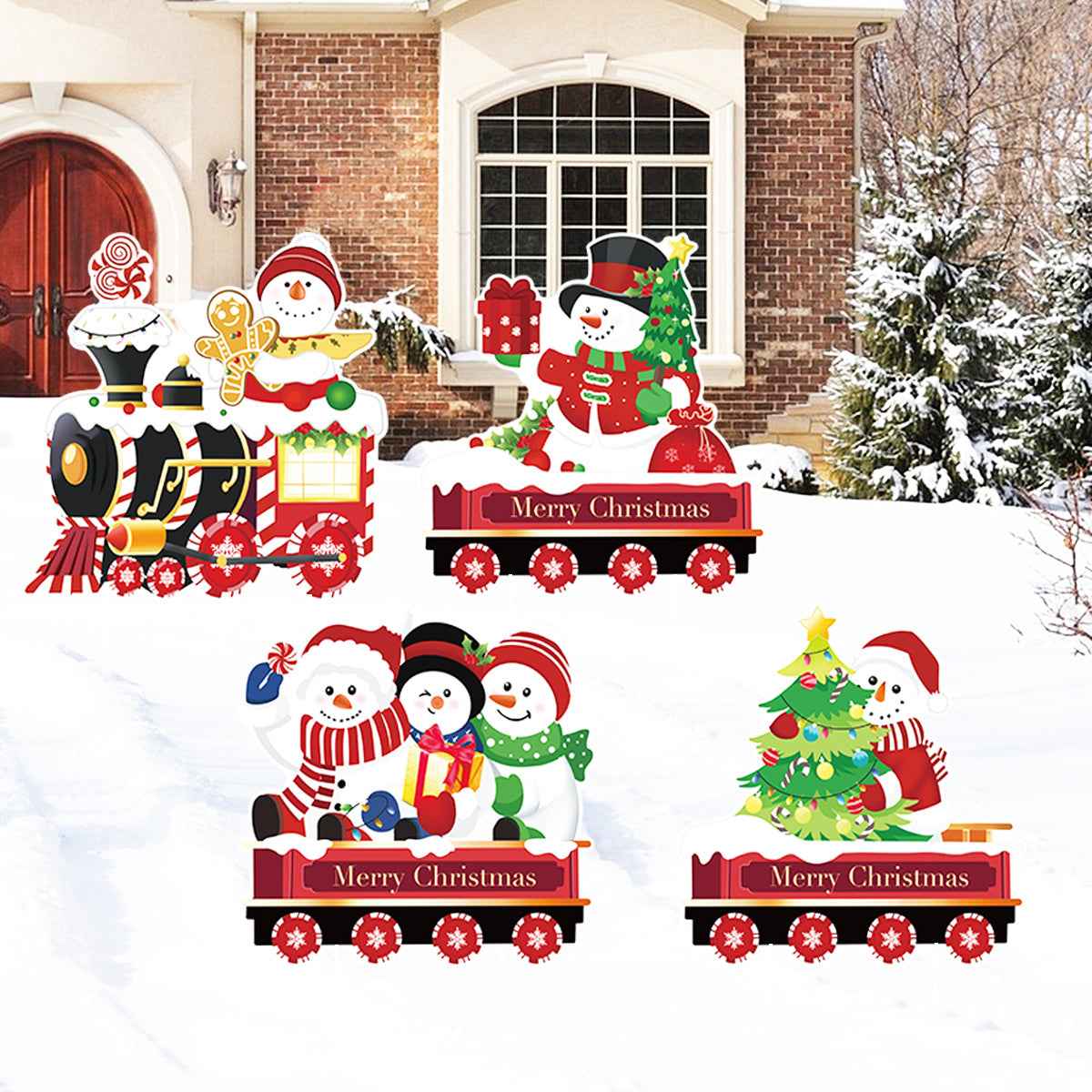 Christmas Yard Signs with Stakes - 4 Pack Holiday Lawn Decoration Set - DropOnline.co