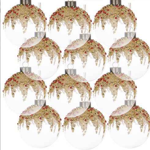 D3 Christmas Ball Ornaments - Glass Decorative Hanging Balls Set of 12 - DropOnline.co