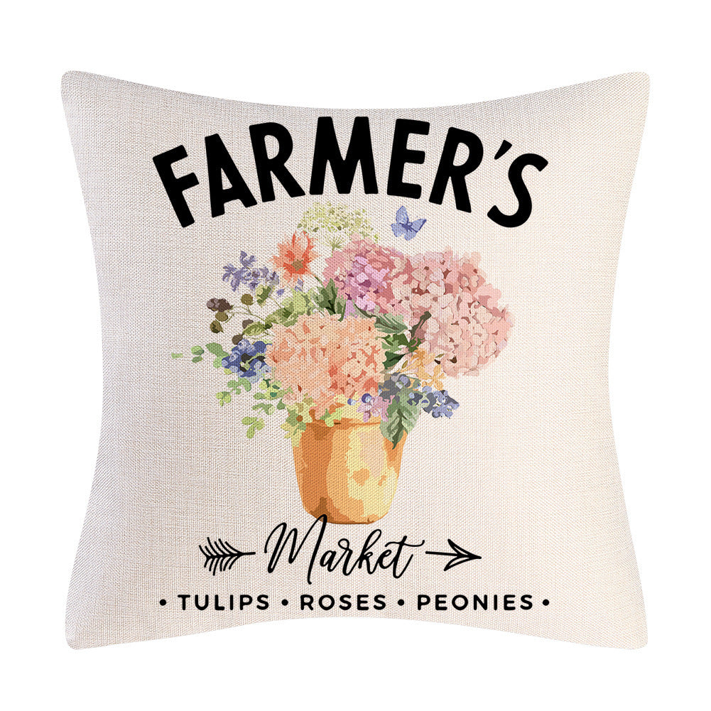 Tulip Farm Bike Flower Cushion Pillowcase - DropOnline.co
