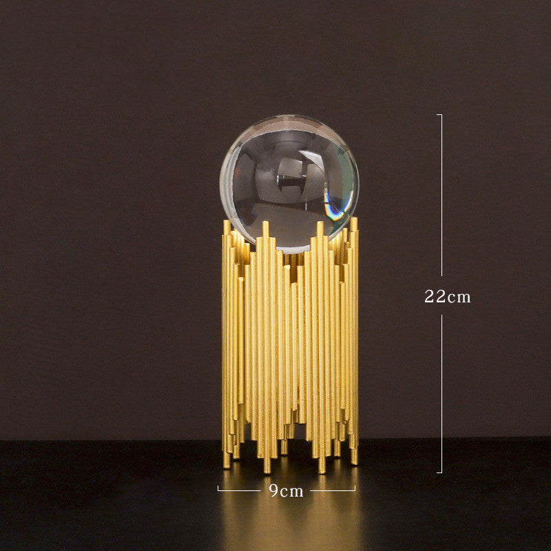 Nordic Light Luxury Metal Crystal Ball Ornaments Creative Home Decor Ornaments Abstract Shape Golden Iron Crafts Exquisite Gifts - DropOnline.co