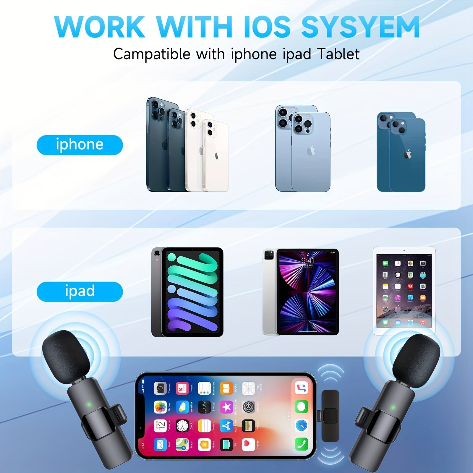 Wireless Lavalier Lapel Microphone For IPhone IPad Professional Wireless Clip Mic - Cordless Omnidirectional Condenser Recording Mic For Interview Video Podcast Vlog YouTube - DropOnline.co