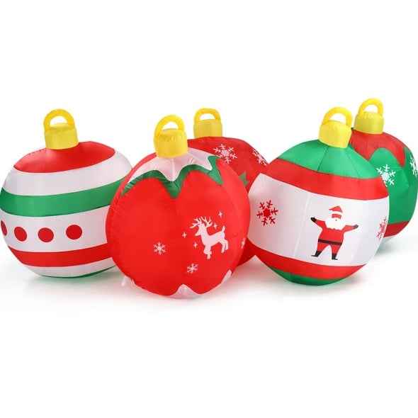 6.9 FT Lighted Christmas Inflatable - Five Christmas Balls with LED Lights - DropOnline.co