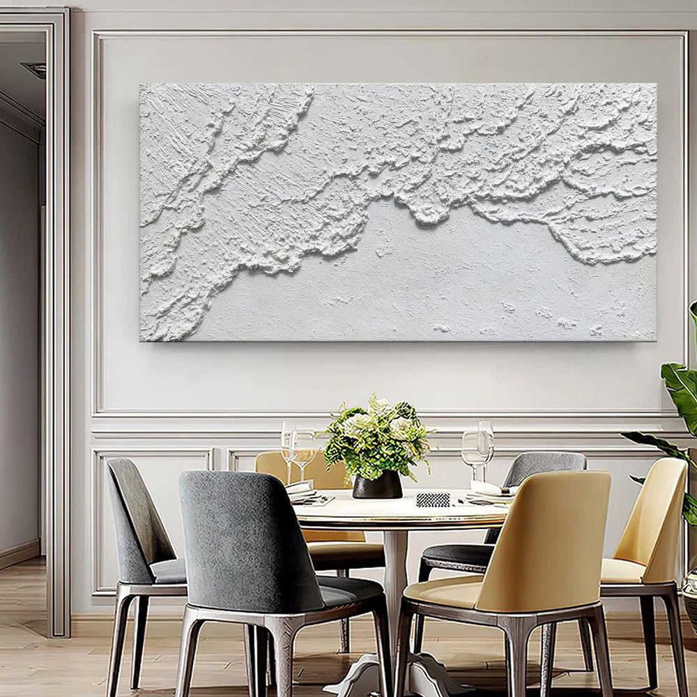 White Ocean Waves Texture Beach Abstract Art Pure Hand Painted Oil Painting Home Decoration Restaurant For Living Room Bedroom Wall Decoration - DropOnline.co