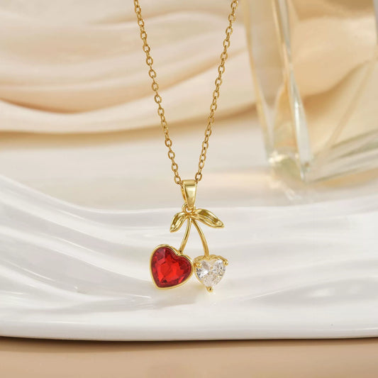 Women's Cherry Necklace Does Not Fade High-end Pendant Versatile Clavicle Chain - DropOnline.co