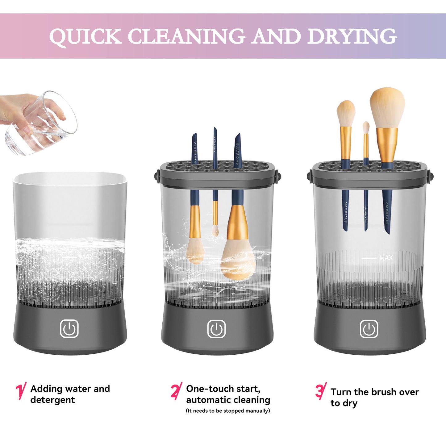 Electric Makeup Brush Cleaner - 9000 RPM Makeup Brush Cleaning Machine, Waterproof Automatic Makeup Brush Cleaner For Makeup Sponges And Brushes - DropOnline.co