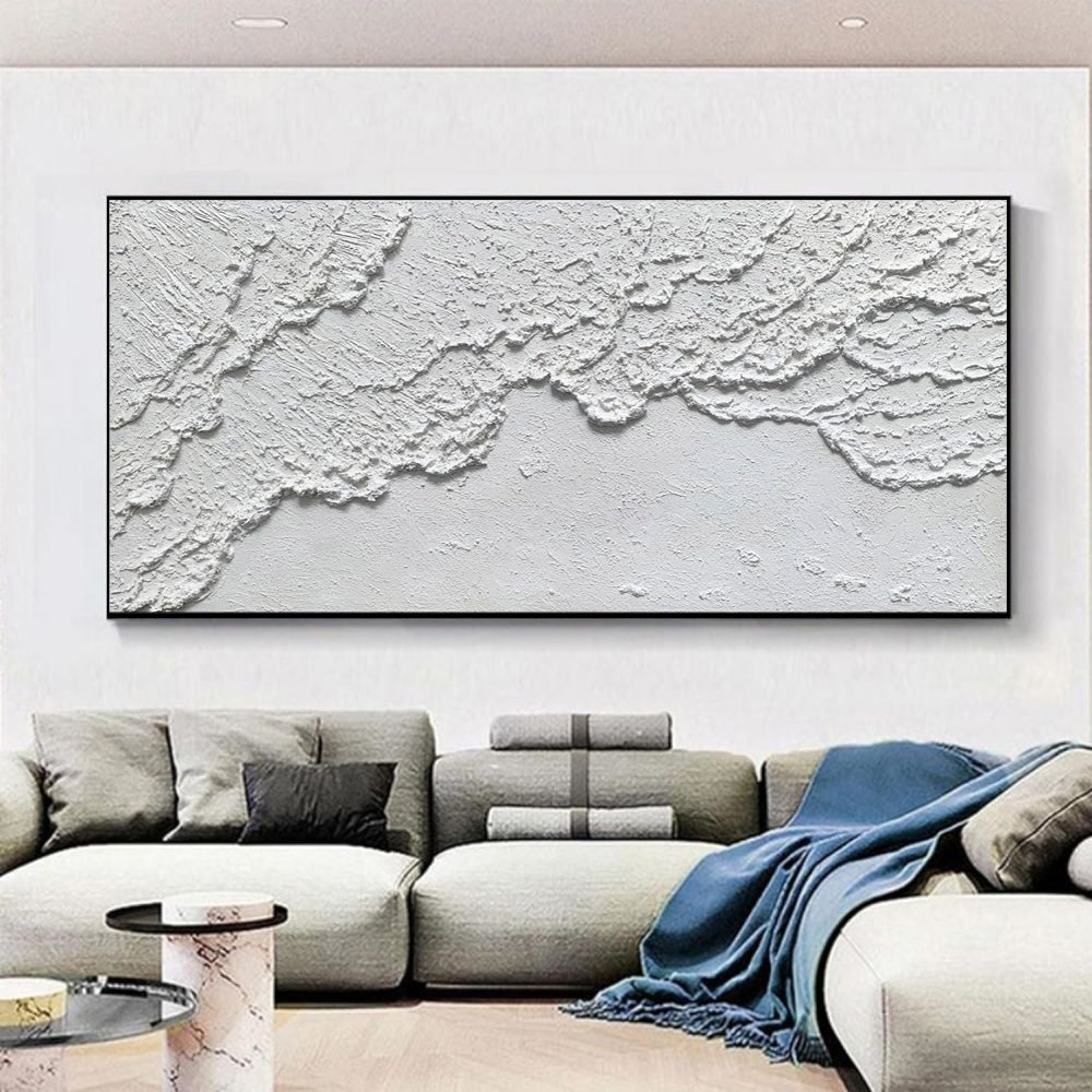 White Ocean Waves Texture Beach Abstract Art Pure Hand Painted Oil Painting Home Decoration Restaurant For Living Room Bedroom Wall Decoration - DropOnline.co