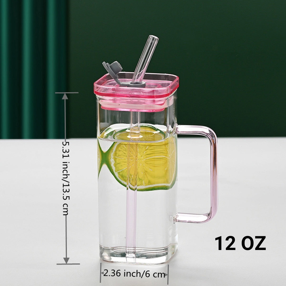 1 Pcs Green Glass Straw Cup, 6 Colors Square Glass Cup With Straw And Lid, High Borosilicate Glass Cup, Milk Cup, Juice Cup, Cold Drink Cup, Coffee Cup, Tea Cup, Office Cup, Gift Cup - DropOnline.co