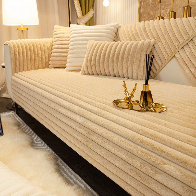 High-grade Rabbit Plush Winter Sofa Cushion - DropOnline.co