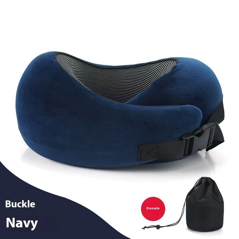 Soft Memory Foam Travel Neck Pillow U Shape Adjustable Support Comfortably Sleeping On Plane Car Office Noon Break - DropOnline.co