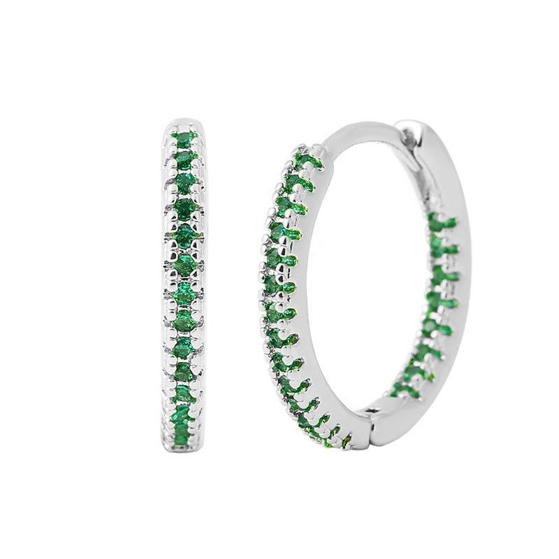 Circle Female Earrings Ear Clip Multicolor Zircon Elegant - DropOnline.co