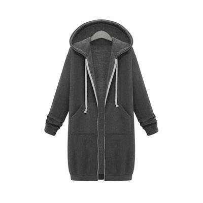 Hooded Long Sleeve Sweater Fleece Long Jacket - DropOnline.co