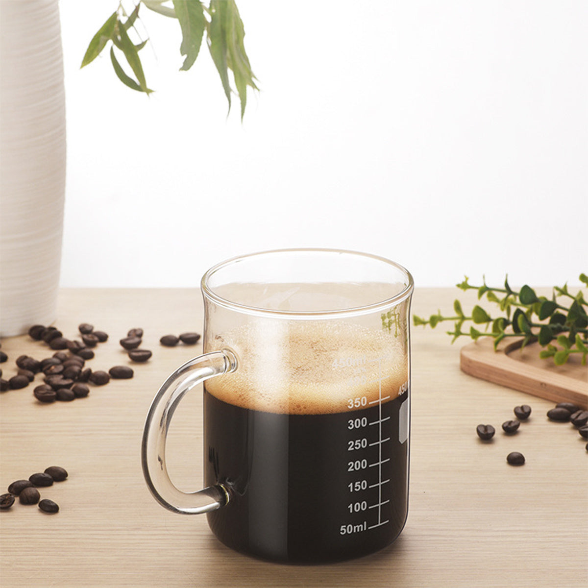 1 PCS Transparent Tape With High Borosilicate Glass Cup, Coffee Cup, Coffee Sharing Cup With Scale Identification - DropOnline.co