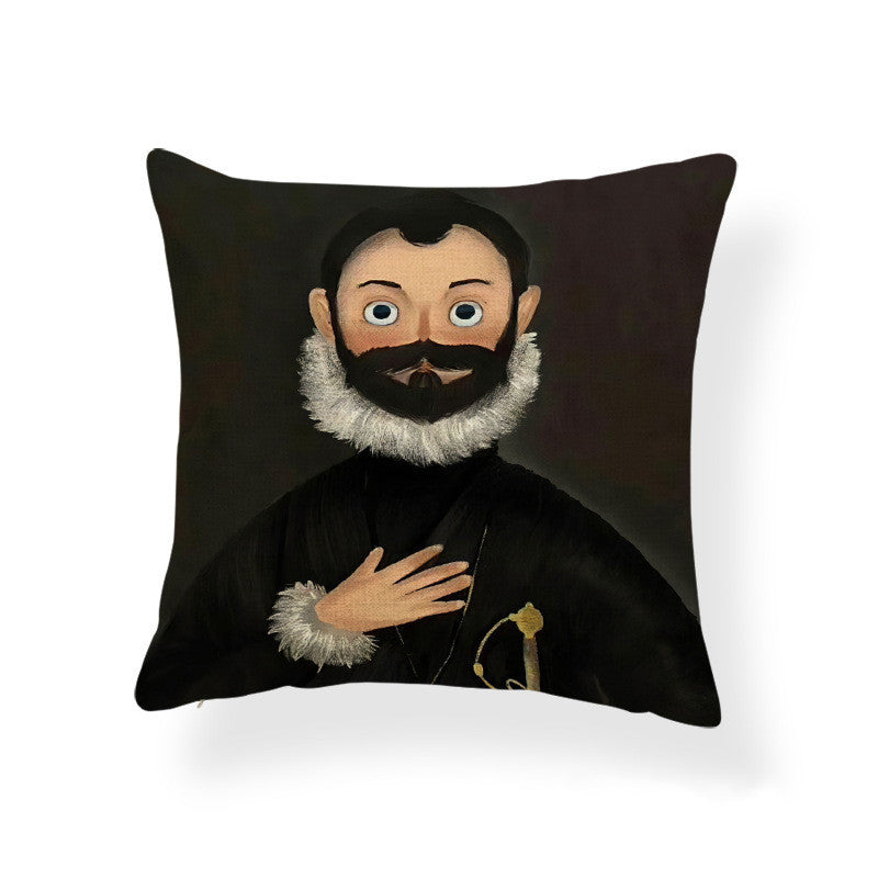 Cartoon Girl Printed Pillowcase Oil Painting Blended Cushion - DropOnline.co