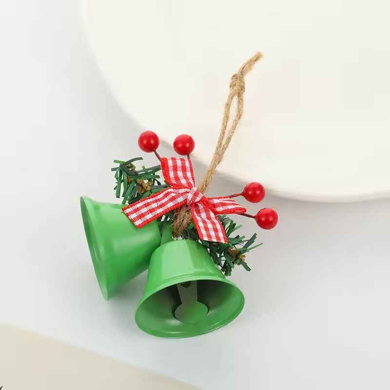Christmas Double Bell Pendant - Hemp Rope Bow Jingling Decoration (4 Colors) - DropOnline.co
