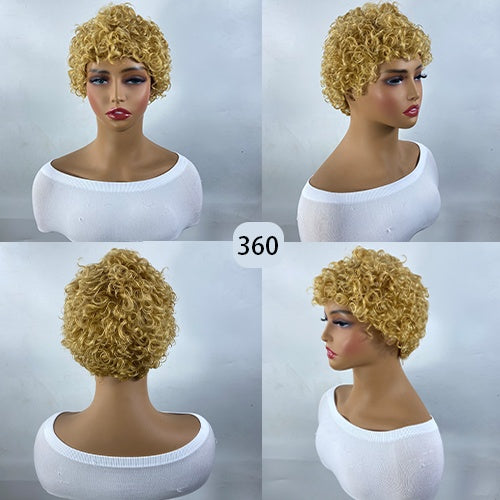 Curly Real Human Hair Wigs For Women, Curly Pixie Cut Wigs, Ultra-Short African Curls, Breathable Cap, Suitable For All Ethnicities. - DropOnline.co