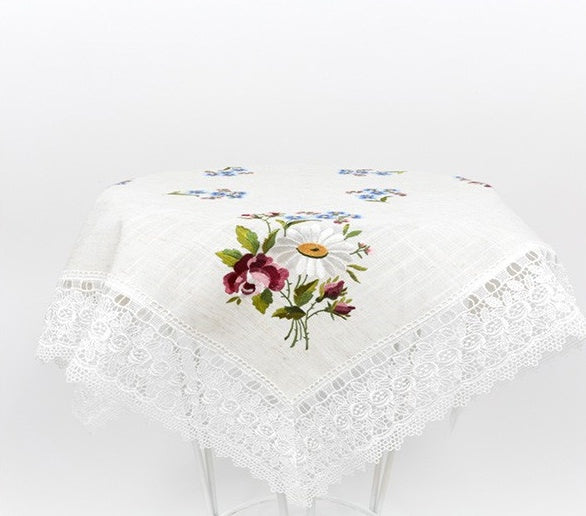 European Style Embroidered Coffee Table, Lace Tablecloth, Pillowcase, Bedside Cushion - DropOnline.co