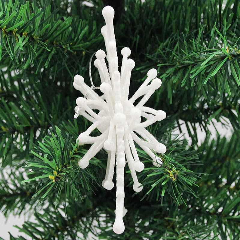 Christmas White Snowflake Pendant - 12cm Plastic Tree Decoration Ornament - DropOnline.co